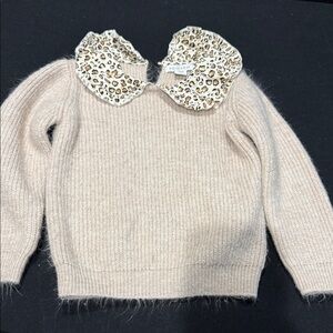 Primark Cream Sweater with Leopard Print Collar